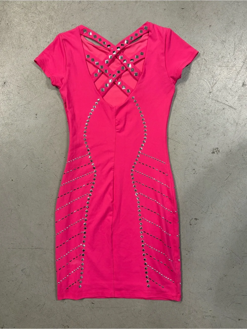 Bebe y2k hot pink studded bodycon dress - Picture 2 of 3